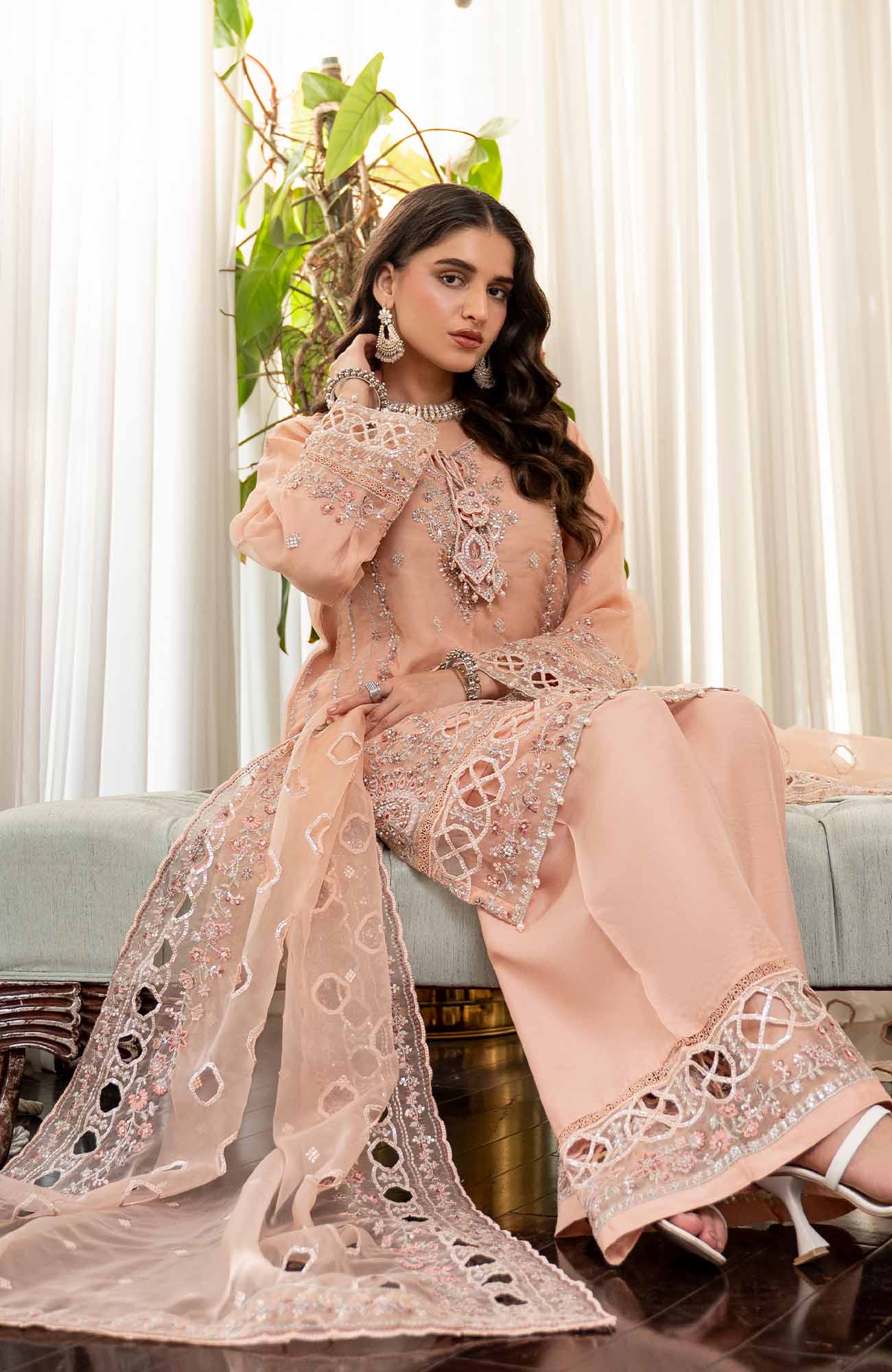 Ready to Wear 3 Piece Formal Embroidered Luxury Organza Suit