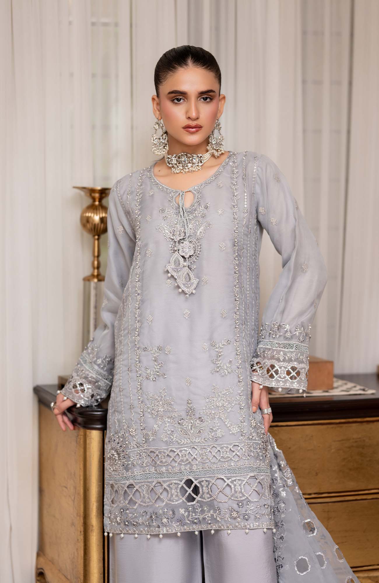 Ready to Wear 3 Piece Formal Embroidered Luxury Organza Suit
