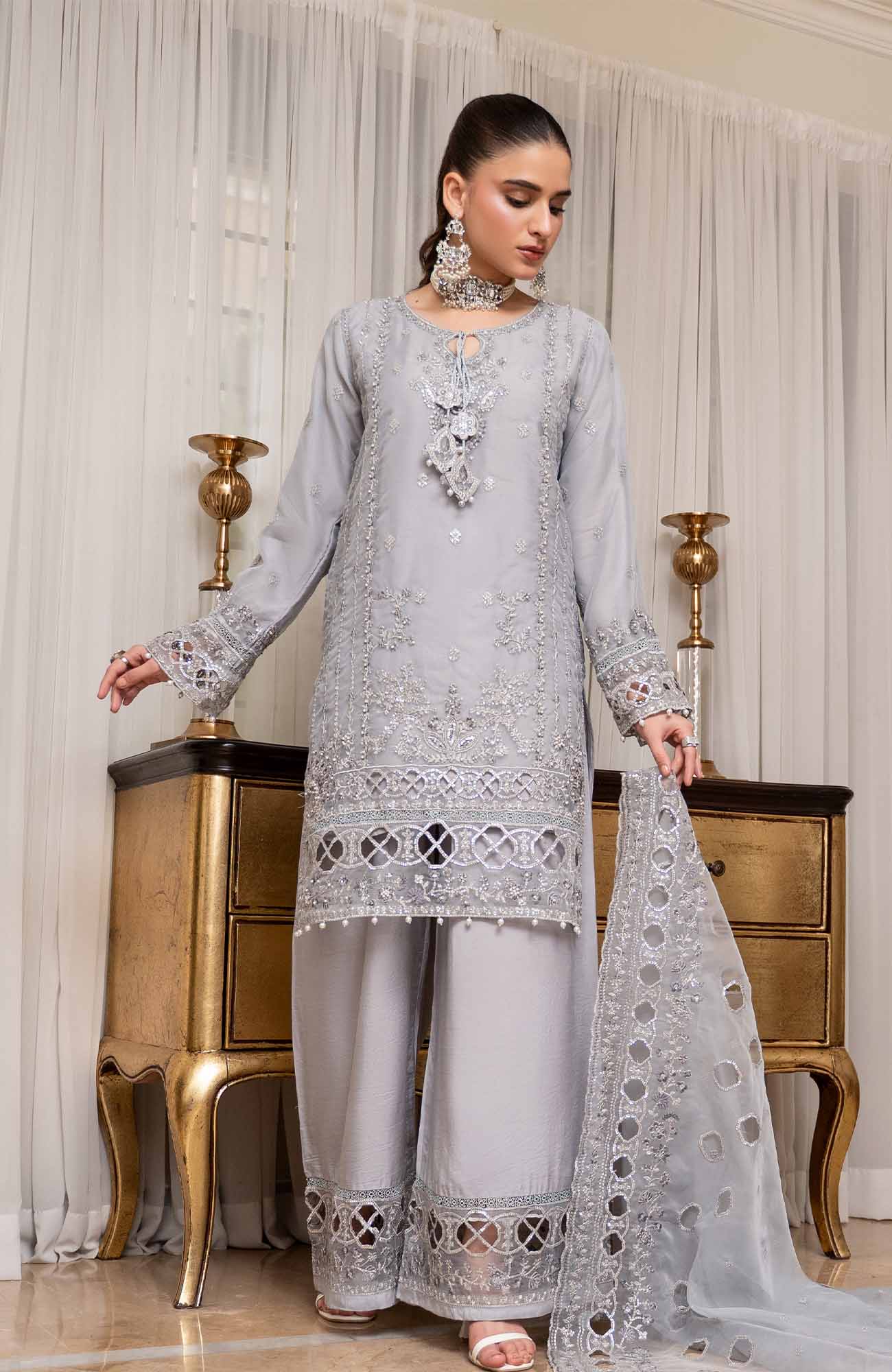 Ready to Wear 3 Piece Formal Embroidered Luxury Organza Suit