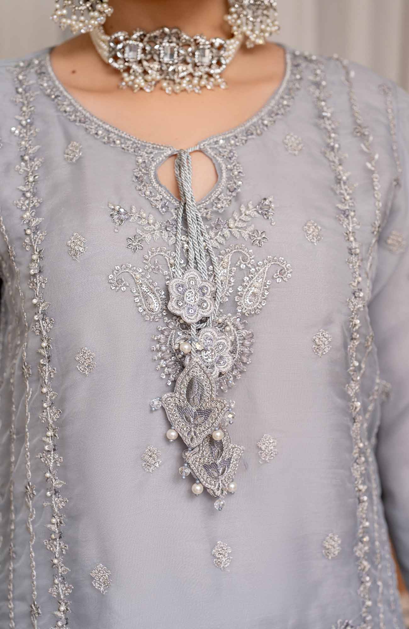 Ready to Wear 3 Piece Formal Embroidered Luxury Organza Suit