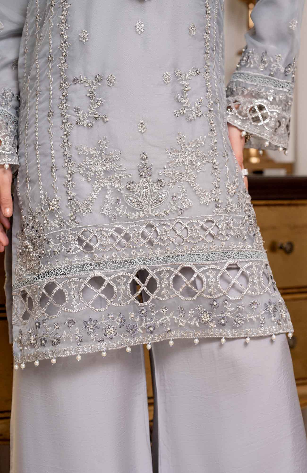 Ready to Wear 3 Piece Formal Embroidered Luxury Organza Suit