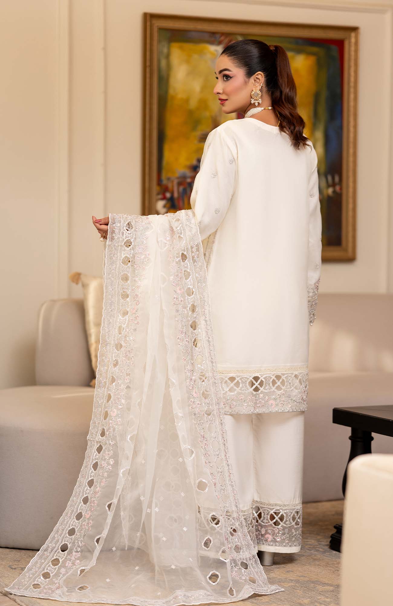 Ready to Wear 3 Piece Formal Embroidered Luxury Organza Suit