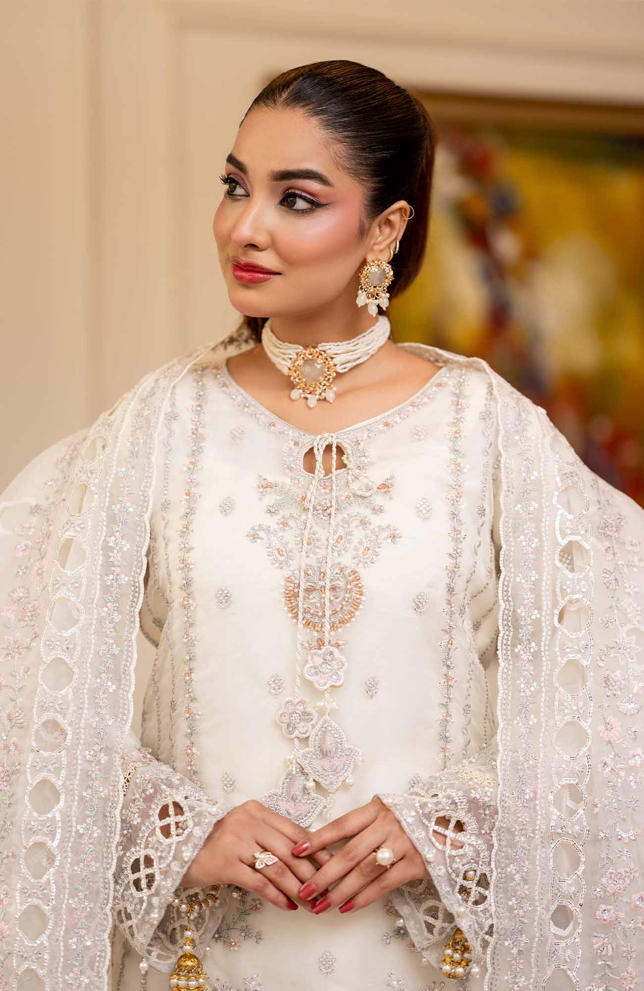 Ready to Wear 3 Piece Formal Embroidered Luxury Organza Suit