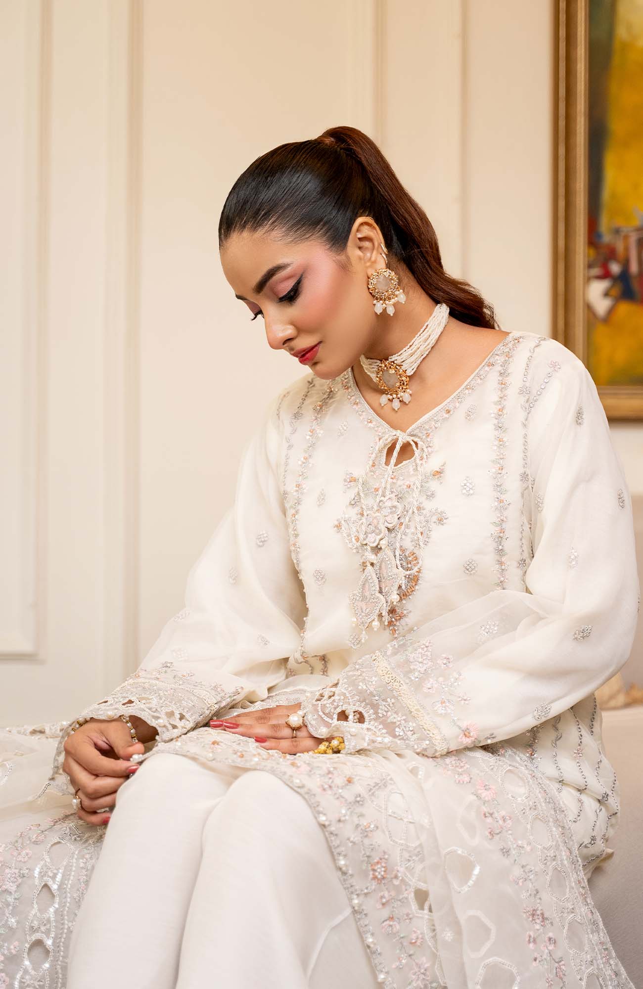 Ready to Wear 3 Piece Formal Embroidered Luxury Organza Suit