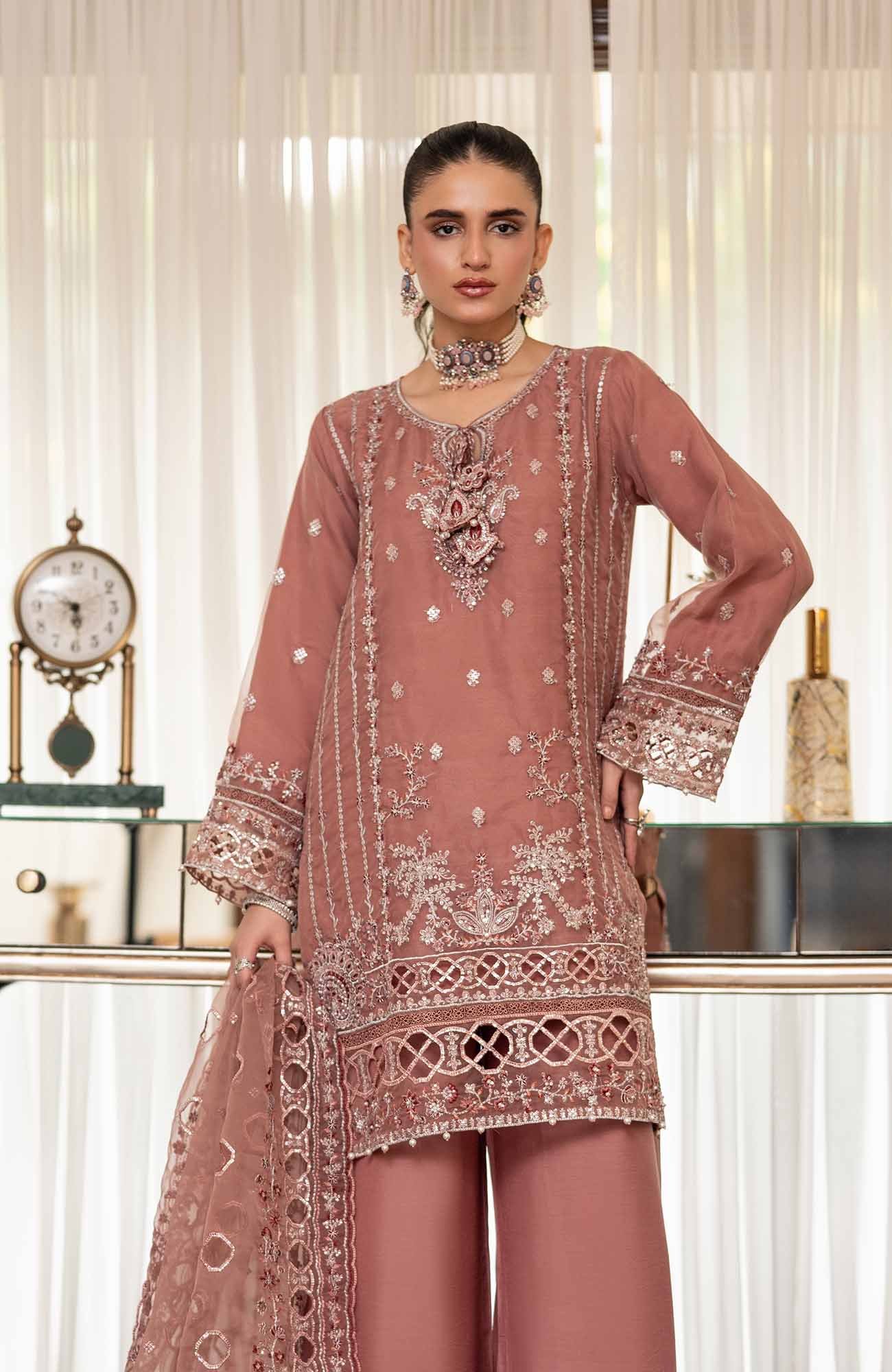 Ready to Wear 3 Piece Formal Embroidered Luxury Organza Suit