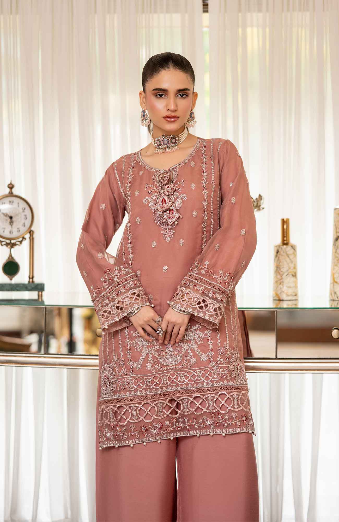 Ready to Wear 3 Piece Formal Embroidered Luxury Organza Suit