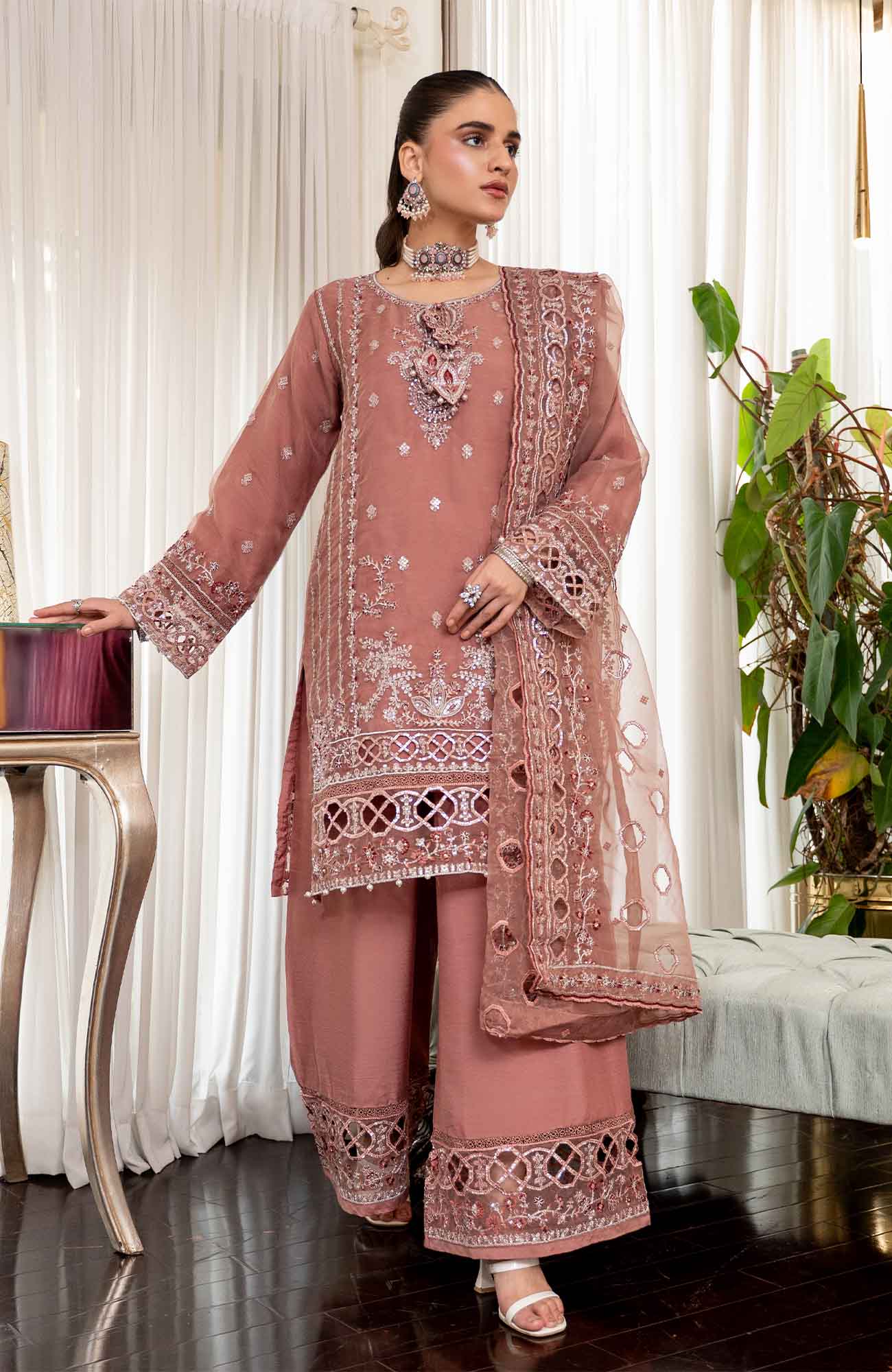 Ready to Wear 3 Piece Formal Embroidered Luxury Organza Suit
