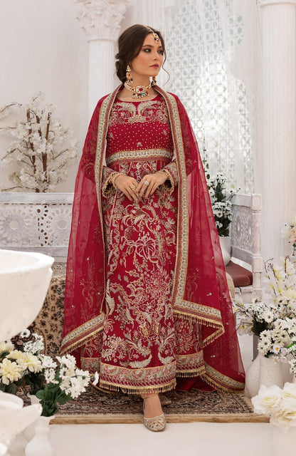 Unstitched 3 Piece Wedding Formal Embroidered Organza Suit
