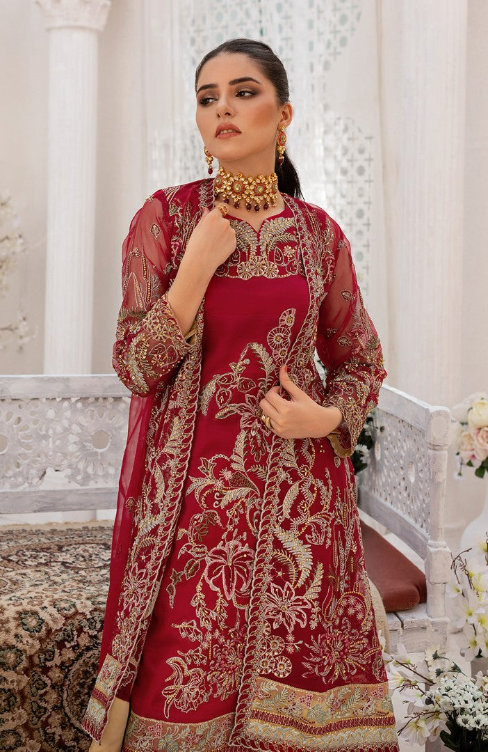 Unstitched 3 Piece Wedding Formal Embroidered Organza Suit