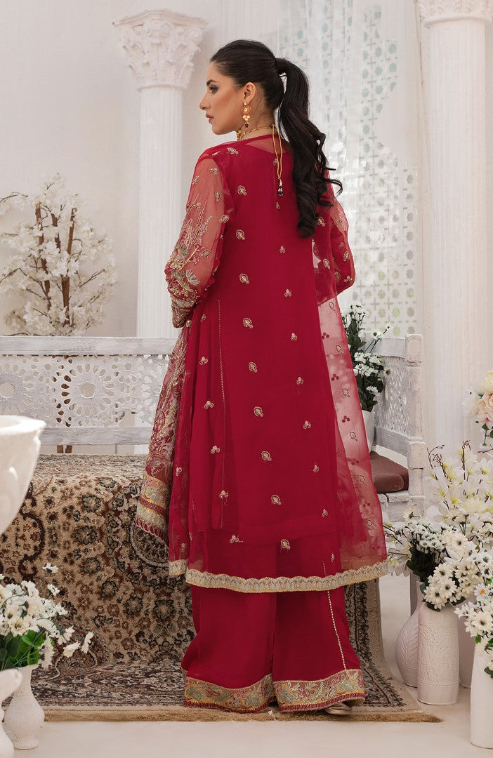 Unstitched 3 Piece Wedding Formal Embroidered Organza Suit