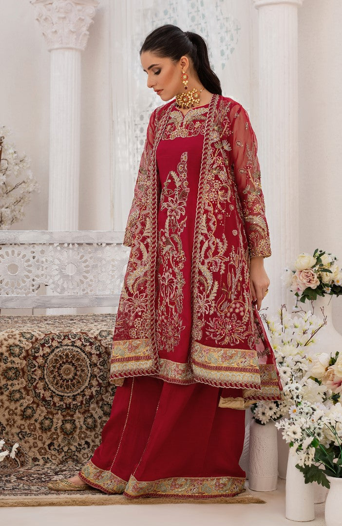 Unstitched 3 Piece Wedding Formal Embroidered Organza Suit