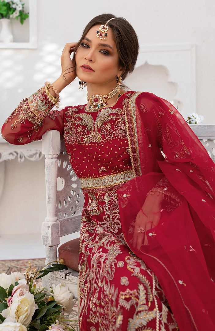 Unstitched 3 Piece Wedding Formal Embroidered Organza Suit