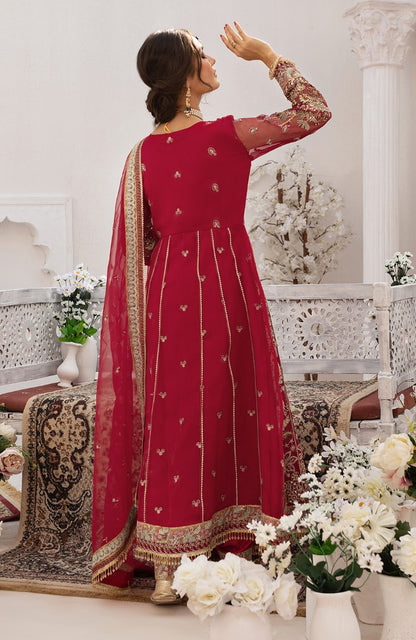 Unstitched 3 Piece Wedding Formal Embroidered Organza Suit