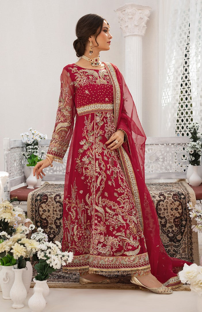 Unstitched 3 Piece Wedding Formal Embroidered Organza Suit