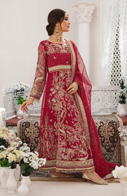 Unstitched 3 Piece Wedding Formal Embroidered Organza Suit