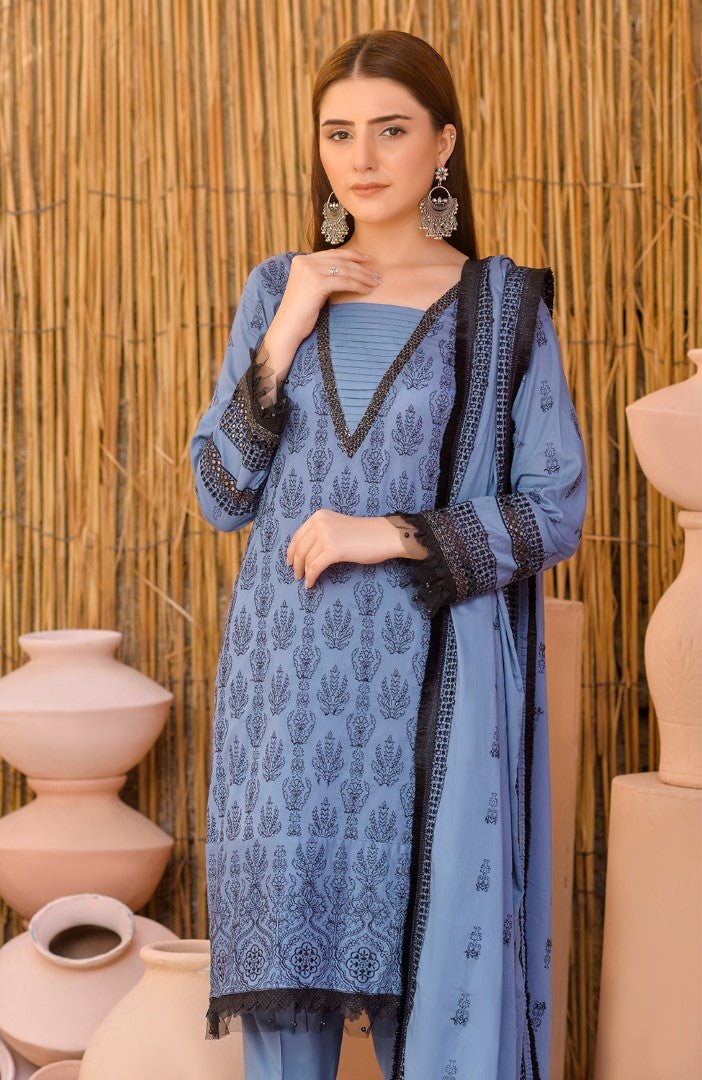 Unstitched 3 Piece Chikankari Embroidered Lawn Suit