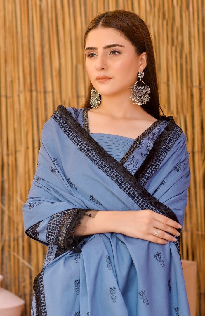 Unstitched 3 Piece Chikankari Embroidered Lawn Suit